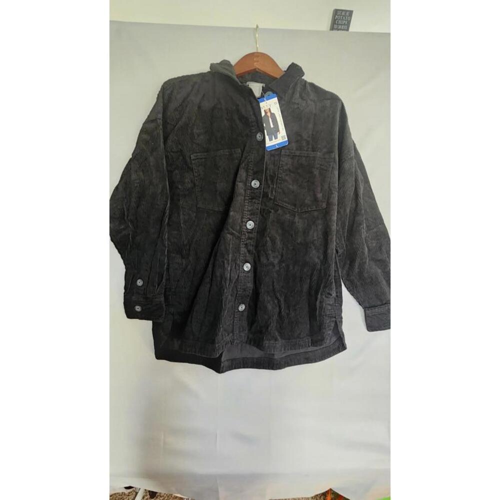 Matty M Women's Corduroy Shirt Jacket  size Large black #37 - Picture 4 of 6